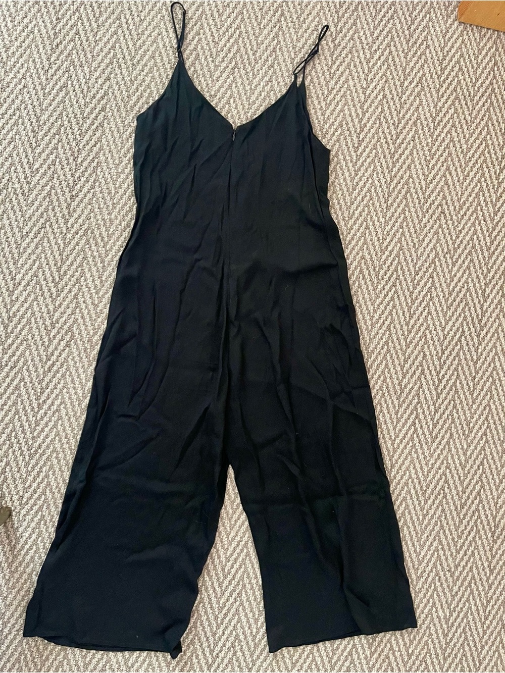 Reformation Black Spaghetti-Strap Wide-Leg Jumpsuit